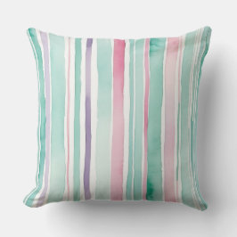 Rosa grüne lila und weiße Streifen Kissen