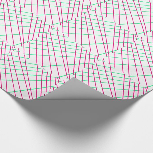 Rosa grüne Linien, Kinderkunst, geometrische Maler Geschenkpapier (Ecke)