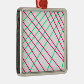 Rosa grüne Linien, Kinderkunst, geometrische Maler Ornament Aus Metall (Rechts)