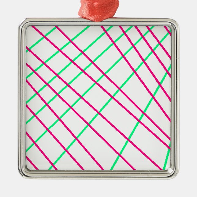 Rosa grüne Linien, Kinderkunst, geometrische Maler Ornament Aus Metall (Vorne)