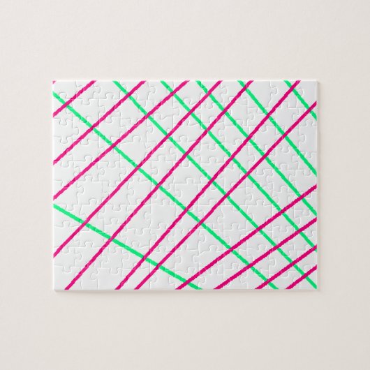 Rosa grüne Linien, Kinderkunst, geometrische Maler Puzzle (Horizontal)