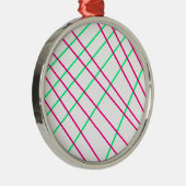 Rosa grüne Linien, Kinderkunst, geometrische Maler Silbernes Ornament (Rechts)