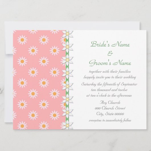 Rosa Grüne Maisien Blumenfrühlingshochzeit Einladung (Vorderseite)