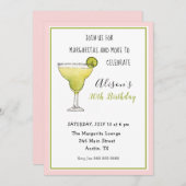 Rosa & grüne Margarita Geburtstagsparty Einladung (Vorne/Hinten)