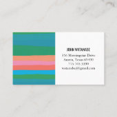 Rosa grüne Minimalistische Streifen handgefertigt Visitenkarte (Rückseite)