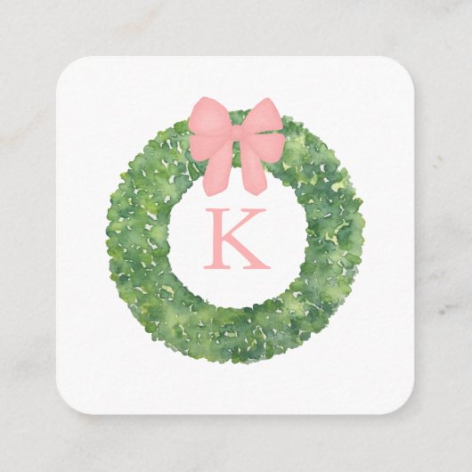 Rosa grüne Monogram Babydusche Windelwanne Begleitkarte (Rückseite)