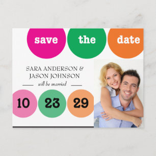 Rosa, Grüne, Orange Kreise Save-the-Date-Karte Ankündigungspostkarte