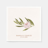 Rosa Grüne Orchidee Eukalyptus Hochzeitspapier Nap Serviette (Vorderseite)