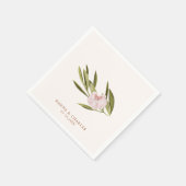 Rosa Grüne Orchidee Eukalyptus Hochzeitspapier Nap Serviette (Ecke)