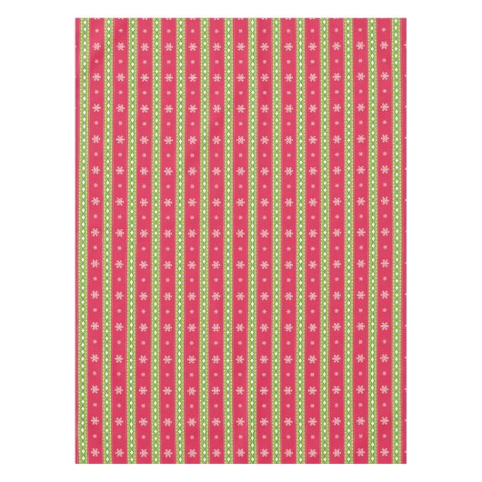 Rosa & grüne Ornamente & Schneeflocken Tischdecken (Vorderseite)