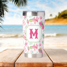 Rosa & Grüne Palm Beach Mahjong & Mixers Monogramm