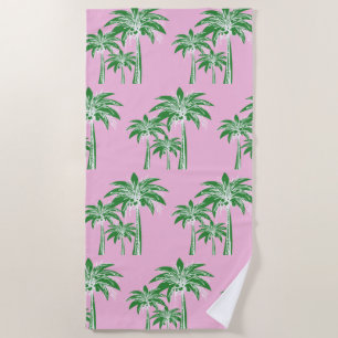 Rosa Grüne Palmen Bäume Preppy Girly Pool Strandtuch