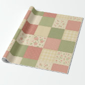Rosa Grüne Patchworkdecke Rustikale Farmhaus Blume Geschenkpapier (Ungerollt)