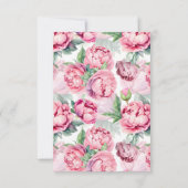 Rosa-grüne Peonies-Menü Wahl Hochzeitsrabatt RSVP Karte (Rückseite)