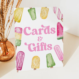 Rosa grüne Popsiv-Party-Karten und Tafelschild Sockelschild