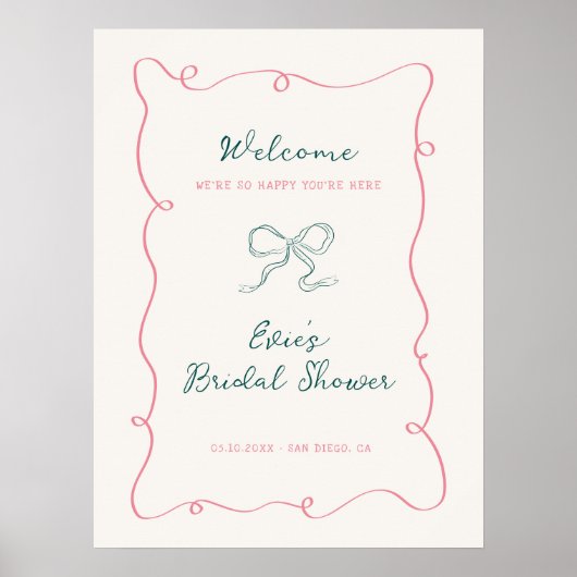 Rosa, grüne Rahmen, Multifunktionsleisten-Brautpar Poster (Vorne)