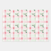 Rosa Grüne Retro Weihnachtswrapping Papierblätter Geschenkpapier Set (Vorderseite 2)