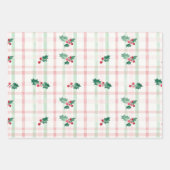 Rosa Grüne Retro Weihnachtswrapping Papierblätter Geschenkpapier Set (Vorderseite)