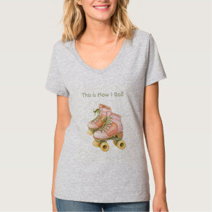 Rosa Grüne Rollschuhe T-Shirt