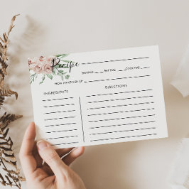 Rosa-grüne Rosa-Brautparty-Rezept-Karte