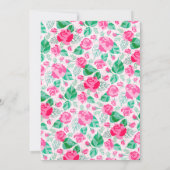 Rosa Grüne Rose Blume Garden Kinderdusche Einladung (Rückseite)