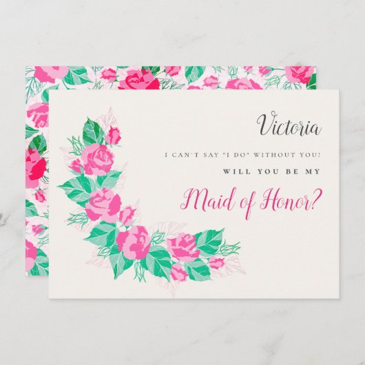 Rosa Grüne Rose Blume Gartenüberdacht Menükarte (Vorne/Hinten)