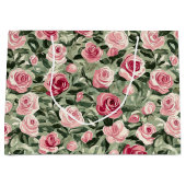 Rosa grüne Rose Blumenstrauß Brautparty Große Geschenktüte (Vorderseite)