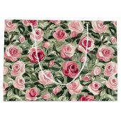 Rosa grüne Rose Blumenstrauß Brautparty Große Geschenktüte (Rückseite)