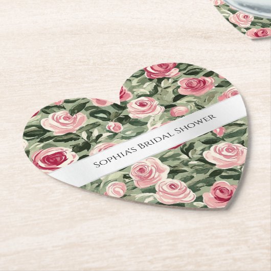 Rosa grüne Rose Blumenstrauß Brautparty Untersetzer (angewinkelt)