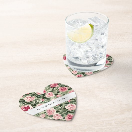 Rosa grüne Rose Blumenstrauß Brautparty Untersetzer (Vor Ort)