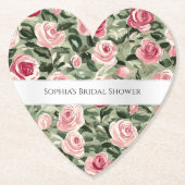 Rosa grüne Rose Blumenstrauß Brautparty Untersetzer (Vorderseite)