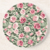 Rosa grüne Rose Getränkeuntersetzer (Vorne)