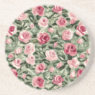 Rosa grüne Rose Getränkeuntersetzer