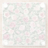 Rosa grüne Rose Glasuntersetzer (Rückseite)