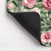 Rosa grüne Rose Mousepad (Ecke)