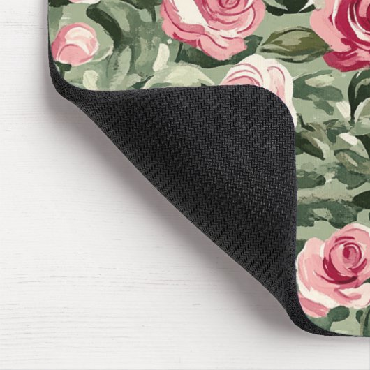 Rosa grüne Rose Mousepad (Ecke)