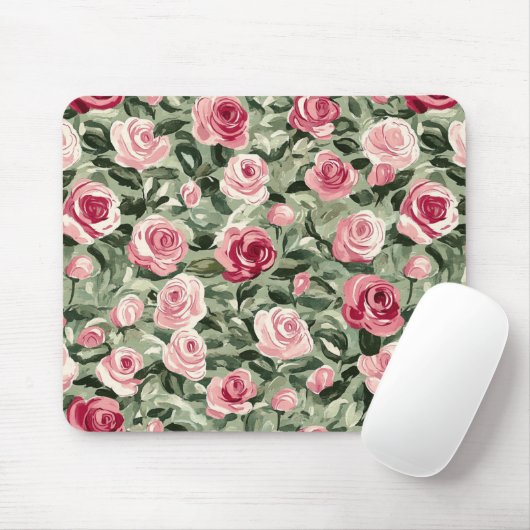 Rosa grüne Rose Mousepad (Mit Mouse)