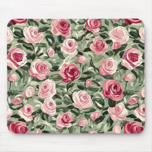 Rosa grüne Rose Mousepad (Vorne)