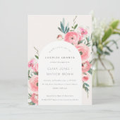 Rosa grüne Rose Orchid Arch Floral Paare Dusche Einladung (Stehend Vorderseite)