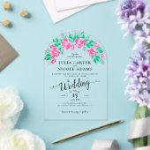 Rosa Grüne Rose Petals Blume Hochzeit Garten Acryleinladungen (Insitu (Hochzeit))