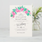 Rosa Grüne Rose Petals Blume Hochzeit Garten Einladung (Stehend Vorderseite)