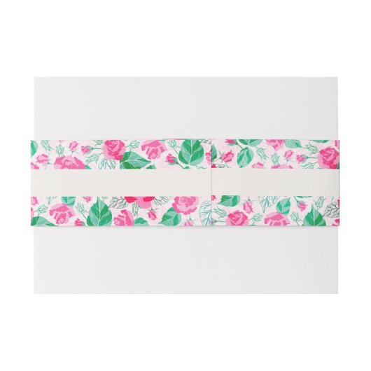 Rosa Grüne Rose Petals Blume Hochzeit Garten Einladungsbanderole (Rückseitenbeispiel)