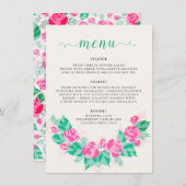 Rosa Grüne Rose Petals Blume Hochzeit Garten Menükarte (Vorne/Hinten)