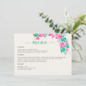 Rosa Grüne Rose Petals Blume Hochzeit Garten Menükarte (Stehend Vorderseite)