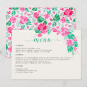 Rosa Grüne Rose Petals Blume Hochzeit Garten Menükarte (Vorne/Hinten)