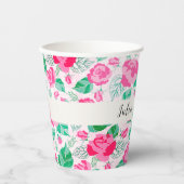 Rosa Grüne Rose Petals Blume Hochzeit Garten Pappbecher (Vorderseite)