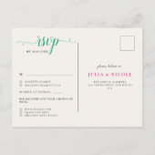 Rosa Grüne Rose Petals Blume Hochzeit Garten Postkarte (Rückseite)