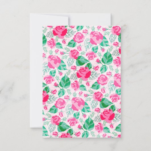 Rosa Grüne Rose Petals Blume Hochzeit Garten RSVP Karte (Rückseite)