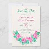 Rosa Grüne Rose Petals Blume Hochzeit Garten Save The Date (Vorderseite)