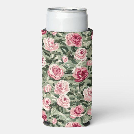 Rosa grüne Rose Selters Dosenkühler (Seltzer Vorderseite)
